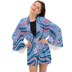 Fluid Art - Abstract And Modern Long Sleeve Kimono by GardenOfOphir