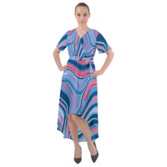 Fluid Art - Abstract And Modern Front Wrap High Low Dress by GardenOfOphir