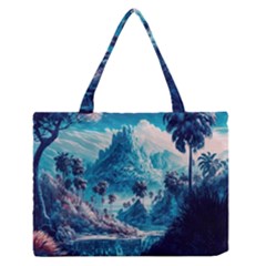 Tropical Winter Fantasy Landscape Paradise Zipper Medium Tote Bag by Pakemis