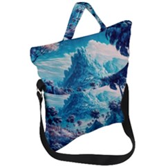 Tropical Winter Fantasy Landscape Paradise Fold Over Handle Tote Bag by Pakemis