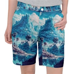 Tropical Winter Fantasy Landscape Paradise Pocket Shorts by Pakemis