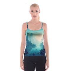 Ai Generated River Forest Woods Outdoors Spaghetti Strap Top by Pakemis