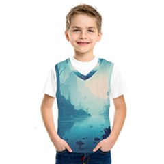 Ai Generated River Forest Woods Outdoors Kids  Basketball Tank Top by Pakemis