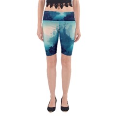 Ai Generated River Forest Woods Outdoors Yoga Cropped Leggings by Pakemis