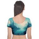 Ai Generated River Forest Woods Outdoors Velvet Short Sleeve Crop Top  View2