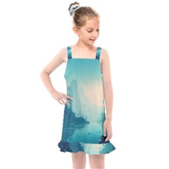 Ai Generated River Forest Woods Outdoors Kids  Overall Dress by Pakemis