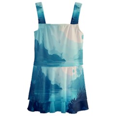 Ai Generated River Forest Woods Outdoors Kids  Layered Skirt Swimsuit by Pakemis