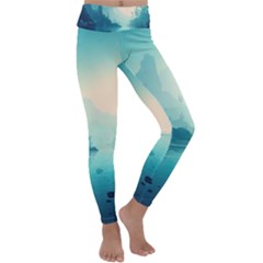 Ai Generated River Forest Woods Outdoors Kids  Lightweight Velour Classic Yoga Leggings by Pakemis