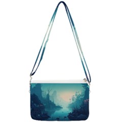 Ai Generated River Forest Woods Outdoors Double Gusset Crossbody Bag by Pakemis