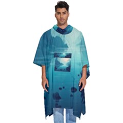 Ai Generated River Forest Woods Outdoors Men s Hooded Rain Ponchos by Pakemis