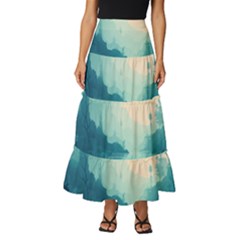 Ai Generated River Forest Woods Outdoors Tiered Ruffle Maxi Skirt by Pakemis