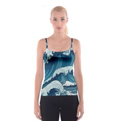 Waves Ocean Sea Pattern Water Tsunami Rough Seas Spaghetti Strap Top by Pakemis