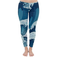 Waves Ocean Sea Pattern Water Tsunami Rough Seas Classic Winter Leggings