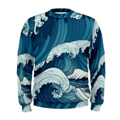 Waves Ocean Sea Pattern Water Tsunami Rough Seas Men s Sweatshirt by Pakemis