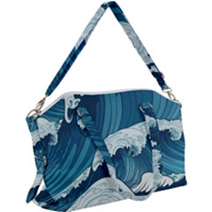 Waves Ocean Sea Pattern Water Tsunami Rough Seas Canvas Crossbody Bag by Pakemis