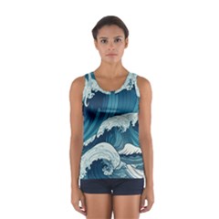 Waves Ocean Sea Pattern Water Tsunami Rough Seas Sport Tank Top  by Pakemis