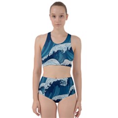 Waves Ocean Sea Pattern Water Tsunami Rough Seas Racer Back Bikini Set by Pakemis