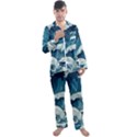 Waves Ocean Sea Pattern Water Tsunami Rough Seas Men s Long Sleeve Satin Pajamas Set View1