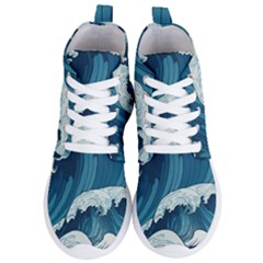 Waves Ocean Sea Pattern Water Tsunami Rough Seas Women s Lightweight High Top Sneakers by Pakemis