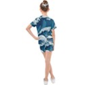 Waves Ocean Sea Pattern Water Tsunami Rough Seas Kids  Mesh Tee and Shorts Set View2