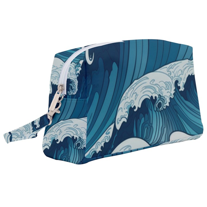 Waves Ocean Sea Pattern Water Tsunami Rough Seas Wristlet Pouch Bag (Large)