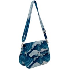 Waves Ocean Sea Pattern Water Tsunami Rough Seas Saddle Handbag by Pakemis