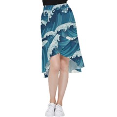 Waves Ocean Sea Pattern Water Tsunami Rough Seas Frill Hi Low Chiffon Skirt by Pakemis