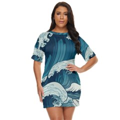 Waves Ocean Sea Pattern Water Tsunami Rough Seas Just Threw It On Dress by Pakemis