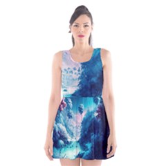 Tropical Winter Frozen Snow Paradise Palm Trees Scoop Neck Skater Dress by Pakemis