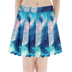 Tropical Winter Frozen Snow Paradise Palm Trees Pleated Mini Skirt by Pakemis