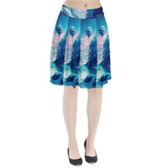 Tropical Winter Frozen Snow Paradise Palm Trees Pleated Skirt by Pakemis