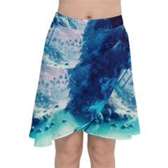 Tropical Winter Frozen Snow Paradise Palm Trees Chiffon Wrap Front Skirt by Pakemis