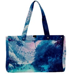 Tropical Winter Frozen Snow Paradise Palm Trees Canvas Work Bag by Pakemis