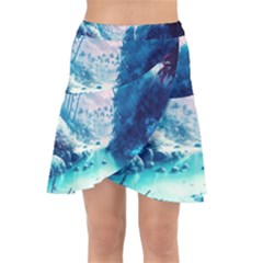 Tropical Winter Frozen Snow Paradise Palm Trees Wrap Front Skirt by Pakemis