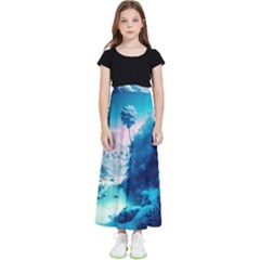 Tropical Winter Frozen Snow Paradise Palm Trees Kids  Flared Maxi Skirt by Pakemis