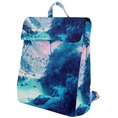 Tropical Winter Frozen Snow Paradise Palm Trees Flap Top Backpack