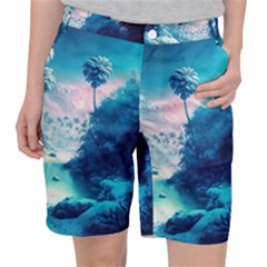 Tropical Winter Frozen Snow Paradise Palm Trees Pocket Shorts