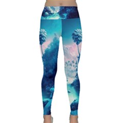 Tropical Winter Frozen Snow Paradise Palm Trees Lightweight Velour Classic Yoga Leggings