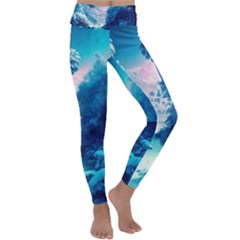 Tropical Winter Frozen Snow Paradise Palm Trees Kids  Lightweight Velour Classic Yoga Leggings