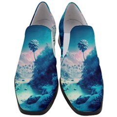 Tropical Winter Frozen Snow Paradise Palm Trees Women Slip On Heel Loafers