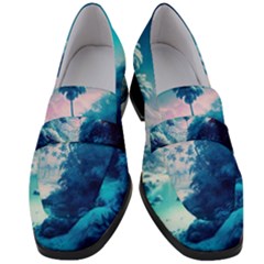 Tropical Winter Frozen Snow Paradise Palm Trees Women s Chunky Heel Loafers