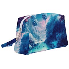 Tropical Winter Frozen Snow Paradise Palm Trees Wristlet Pouch Bag (large)