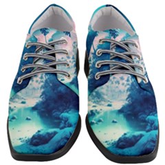 Tropical Winter Frozen Snow Paradise Palm Trees Women Heeled Oxford Shoes