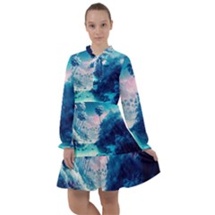 Tropical Winter Frozen Snow Paradise Palm Trees All Frills Chiffon Dress