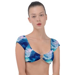 Tropical Winter Frozen Snow Paradise Palm Trees Cap Sleeve Ring Bikini Top