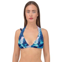 Tropical Winter Frozen Snow Paradise Palm Trees Double Strap Halter Bikini Top