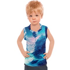 Tropical Winter Frozen Snow Paradise Palm Trees Kids  Sport Tank Top