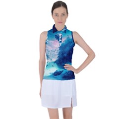 Tropical Winter Frozen Snow Paradise Palm Trees Women s Sleeveless Polo Tee