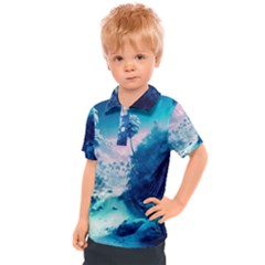 Tropical Winter Frozen Snow Paradise Palm Trees Kids  Polo Tee