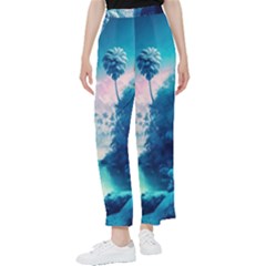 Tropical Winter Frozen Snow Paradise Palm Trees Women s Pants 